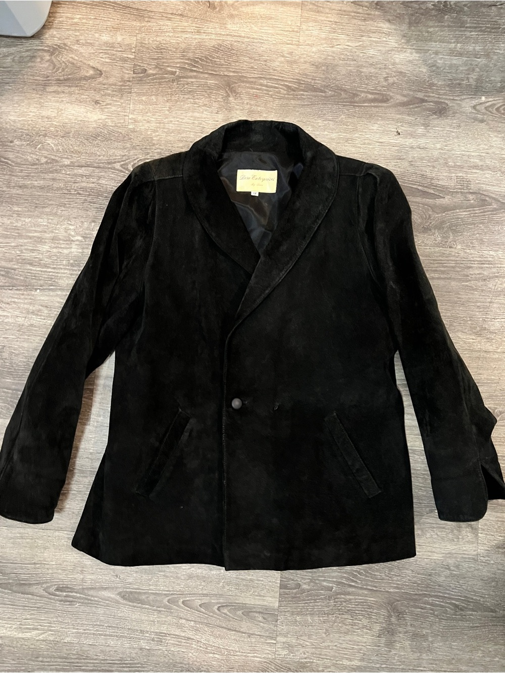 Vintage Black Genuine Suede Leather Jacket Women’s Size 12